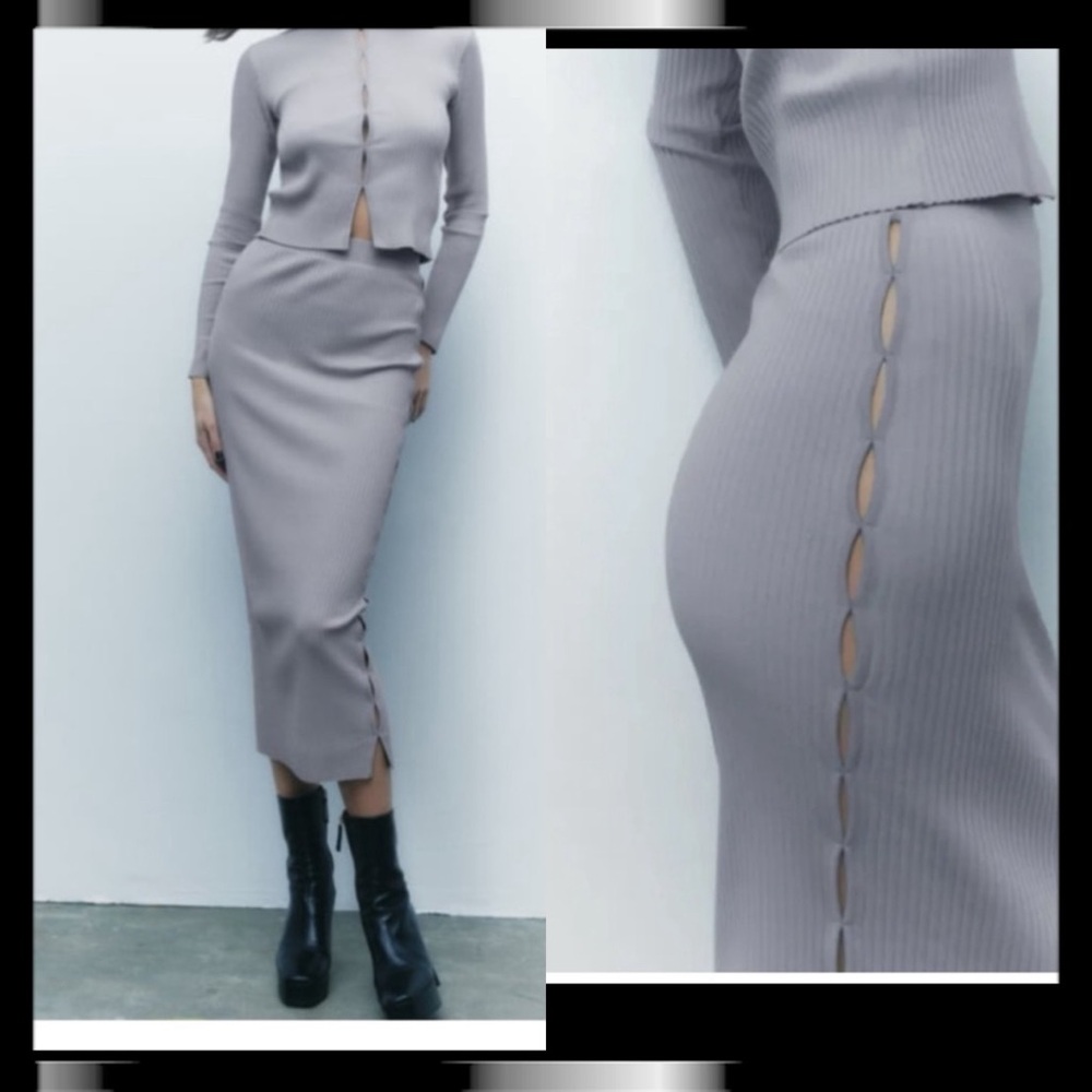 ZARA Long Ribbed Skirt